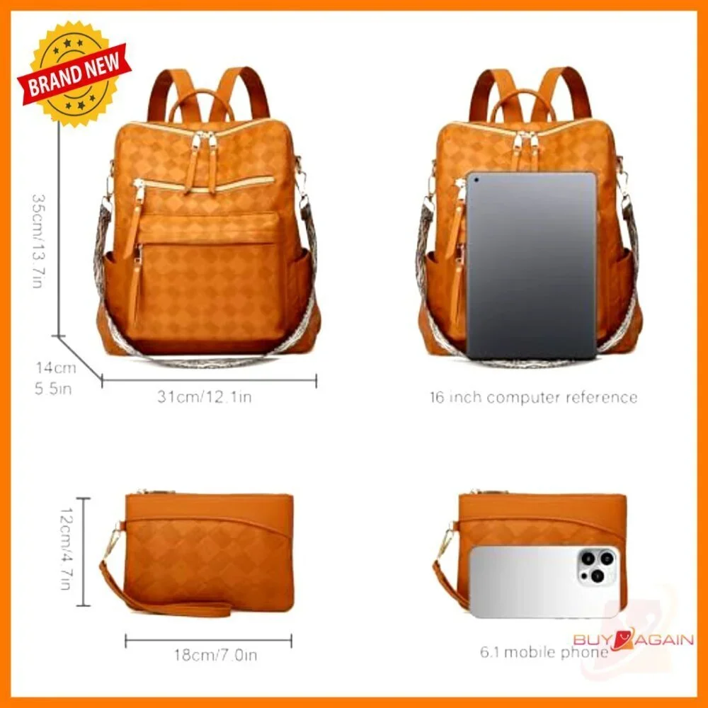 PU Leather Convertible Backpack Purse with Wallet, Travel Satchel for Women